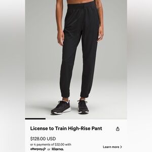 Lululemon joggers size 4 - licensed to train high rise pant